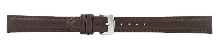 Dark Brown Padded Stitch Leather Watch Band 14mm (Long) 110902