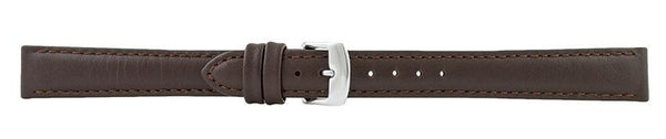 Dark Brown Padded Stitch Leather Watch Band 14mm (Long) 110902